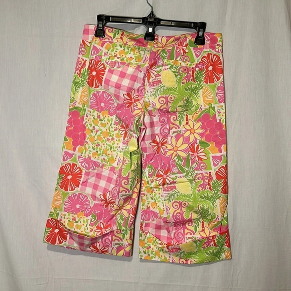 Lilly Pulitzer Palm Beach Fit "juice stand" fruit print capris size 2 - Picture 2 of 4
